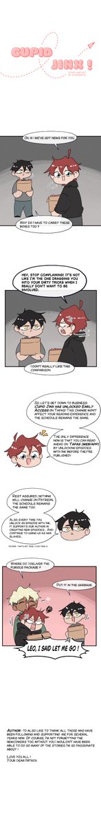 ArtsNitrox's tweet image. Hey my little beans, good news, Cupid Jinx is now available in early programming on Tapas! I'm releasing an episode every Friday ! Enjoy the ride ☺️😍

#Cupidjinx #tapas #earlyprogram #bl #boyslove #webcomic