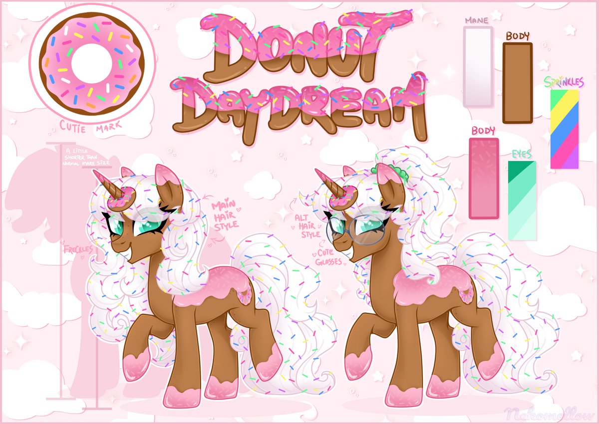 Commission for <a href="/Your_Announcer/">Donut🔞</a> 
A lovely new ref sheet for her! ❤️🍩
#mlp #mlpfim #Commission