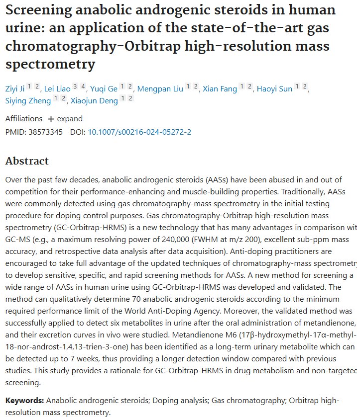 TrumpetDan's tweet photo. @FairSportOrg @wada_ama @NLdoping @volkskrant The detection window for this PED was increased 7 weeks, which is why it caught the Chinese team by surprise. This publication, by Chinese researchers with no prior history publishing on similar topics, was likely to clarify for their PED program what the new detection window is. https://t.co/lm0oojm4pR