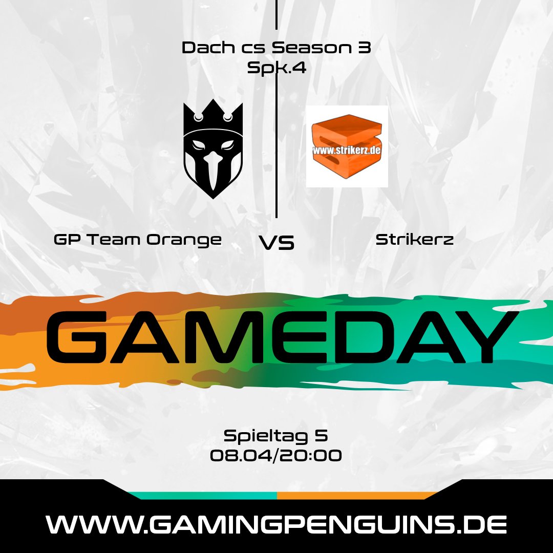 GpenguinsCS's tweet photo. 🥳 Matchday @dachcs SPK.4 🥳

GP Team 🍊vs Strikerz um 20:00 🆙

Leider kein Cast heute, dafür einen W 💯 https://t.co/NveXsg9Jhl