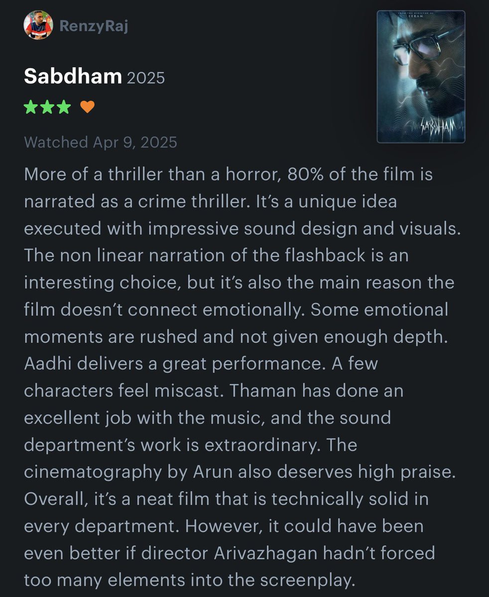 RenzyRaj's tweet photo. #sabdham #sabdhamreview #aadhi #thaman https://t.co/b34QL0tKiw