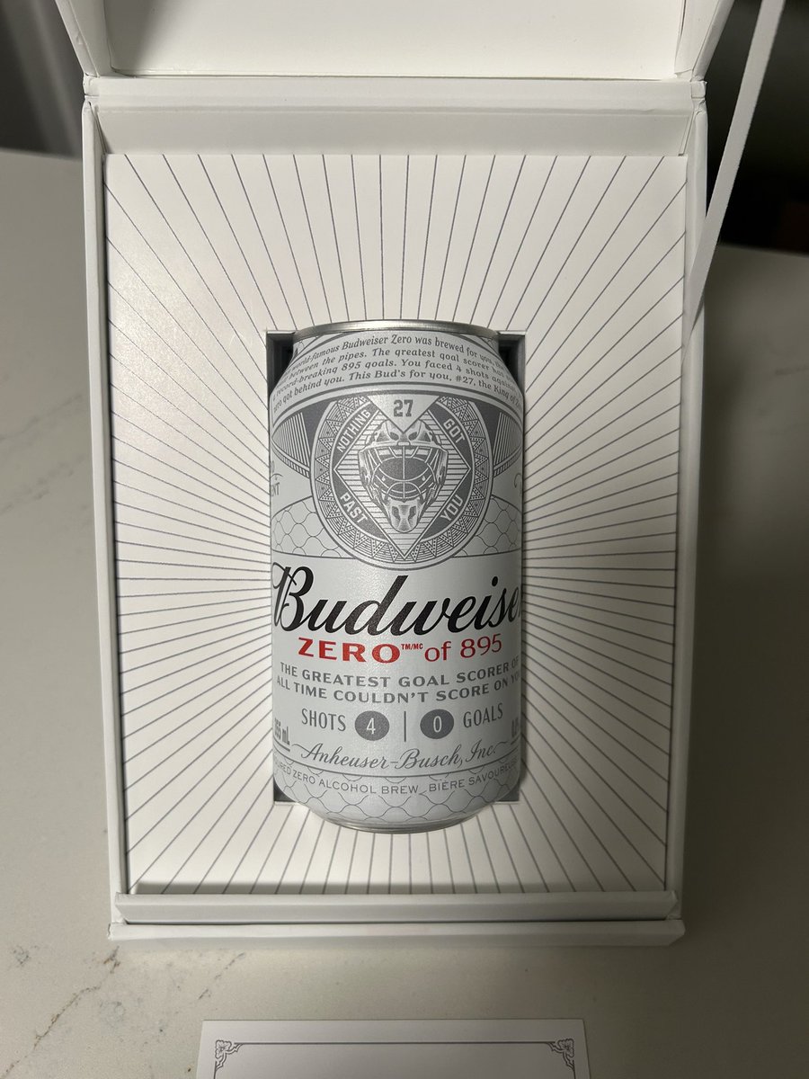 2Goalies1Mic's tweet photo. Devon Levi received a special gift from Budweiser to congratulate him on being one of the few #KingsofZero.
Levi has never given up a goal to Alexander Ovechkin, facing him once in his career, stopping all 4 shots.
📸 per @etayaclevi https://t.co/8kLNBCUcFt