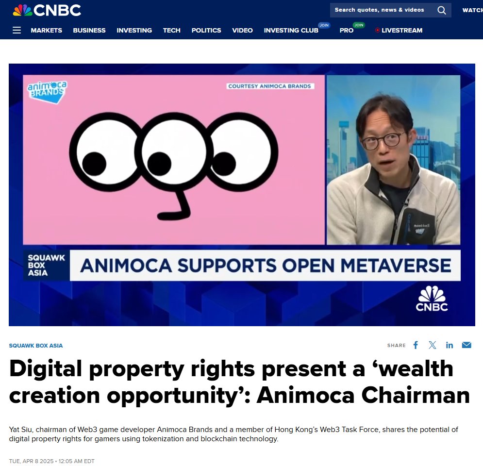 Enjoyed my talk at @CNBC @SquawkCNBC asia discussing why we are bullish on  web3, digital property rights, crypto broadly and projects such as  @Moca_Network @opencampus_xyz @TheSandboxGame @AnichessGame @AxieInfinity  amongst others $MOCA $EDU