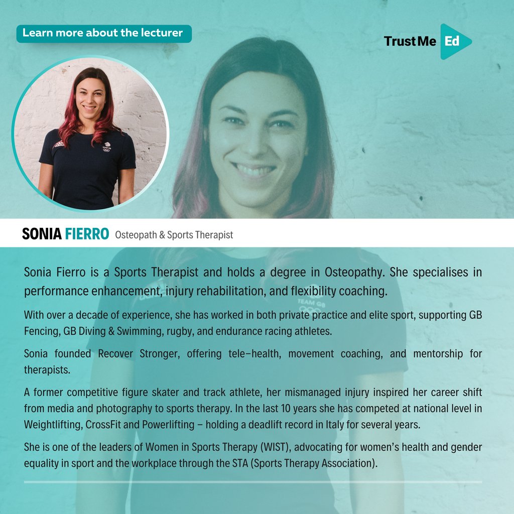 💻 Sonia Fierro (Osteopath &amp; Sports Therapist) has recorded a new insightful lecture for Trust Me-Ed: “Weightlifting and Back Pain”⁠ 🏋️‍♂️

✅ Available now for Trust Me-Ed members!

Watch the lecture here 👇
🔗 trustme-ed.com/lectures/weigh…