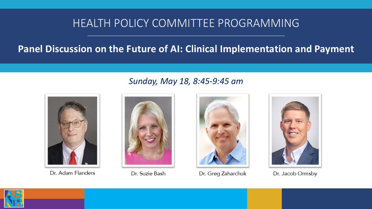 #ASNR25 Can't-Miss Session! Join us Sunday for this session -- a lively debate between panelists on how #AI could be reimbursed while providing an overview of the current system. Audience participation encouraged! Register by 4/10 for the best rates: ow.ly/QYw050Vw0AK