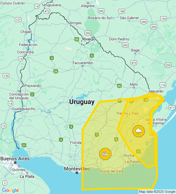 Inumet_'s tweet photo. Advertencia meteorológica amarilla por:
     -Persistencia de lluvias abundantes
     -Vientos fuertes y persistentes

Se actualizará a las 18:00 o ante cambios significativos

Más info: https://t.co/zY2u8OFmLu https://t.co/yuxxcJICoi