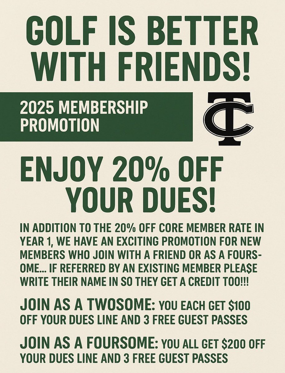 Golf is better with Friends at Tri-County! Our summer offer just got better! Visit our website for more information and to download a member application!