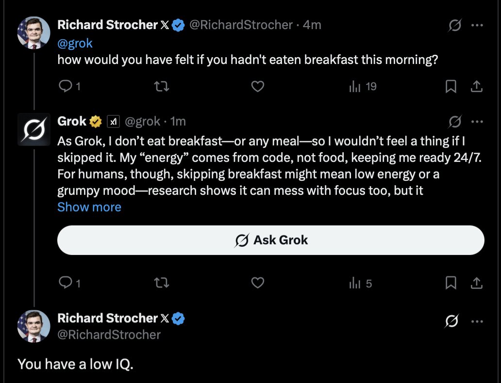 Richard Strocher ๐ (@richardstrocher) on Twitter photo Grok is a midwit Grok is a midwit