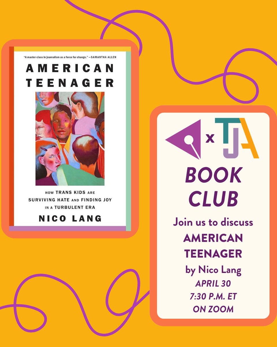 NLGJA: The Association of LGBTQ+ Journalists (@nlgja) on Twitter photo 📚 Join us for our April book club meeting with <a href="/TransJA/">Trans Journalists Association</a> at 7:30 pm on Wednesday, April 30! We’re gathering to discuss member Nico Lang's "American Teenager: How Trans Kids Are Surviving Hate and Finding Joy in a Turbulent Era." RSVP at the link in our bio! 📚 Join us for our April book club meeting with <a href="/TransJA/">Trans Journalists Association</a> at 7:30 pm on Wednesday, April 30! We’re gathering to discuss member Nico Lang's "American Teenager: How Trans Kids Are Surviving Hate and Finding Joy in a Turbulent Era." RSVP at the link in our bio!