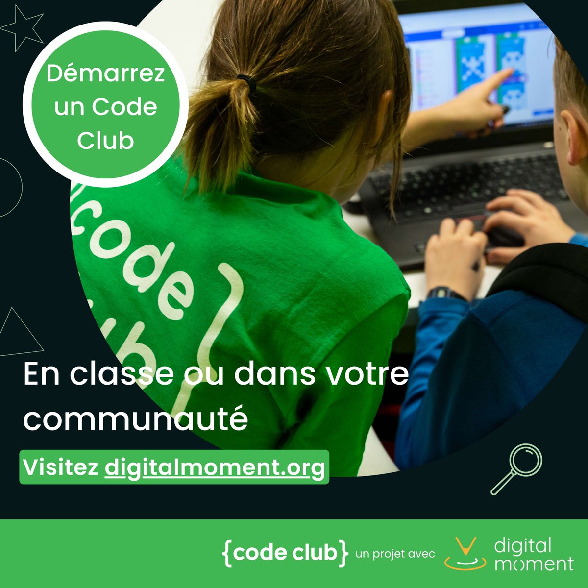Code Club est de retour — et démarrer votre club est plus simple que vous ne le pensez! Pas besoin d’expérience en codage. Envie de faire une différence? Devenez bénévole ou démarrez votre propre club!

👉 Découvrez comment sur notre site : digitalmoment.org/fr/code-club-b…

#CodeClub