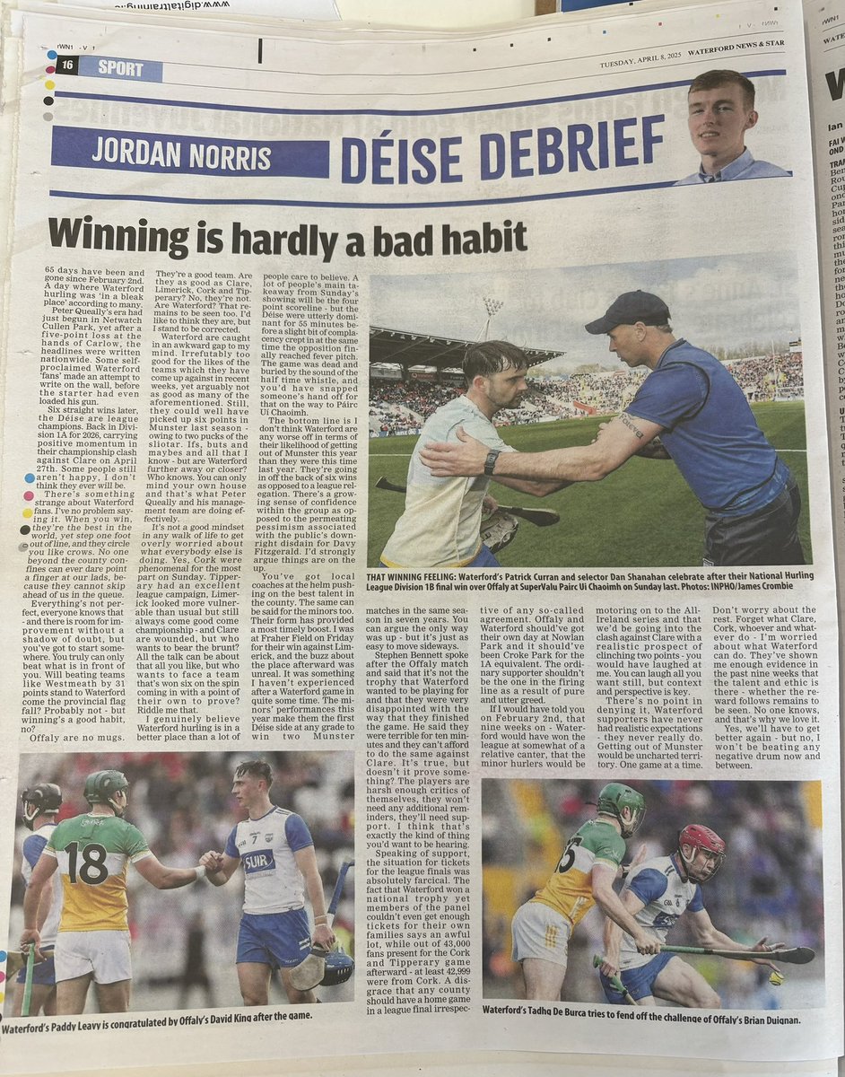 Jordan Norris (@jordannorris98) on Twitter photo Iām absolutely delighted to have been offered the opportunity to join the Waterford News & Starās team of expert columnists.
You can now read DĆ©ise Debrief every Tuesday in Waterfordās best selling local newspaper. <a href="/WaterfordNS/">Waterford News&Star</a> <a href="/WaterfordSport/">Waterford Sport</a> Iām absolutely delighted to have been offered the opportunity to join the Waterford News & Starās team of expert columnists.
You can now read DĆ©ise Debrief every Tuesday in Waterfordās best selling local newspaper. <a href="/WaterfordNS/">Waterford News&Star</a> <a href="/WaterfordSport/">Waterford Sport</a>