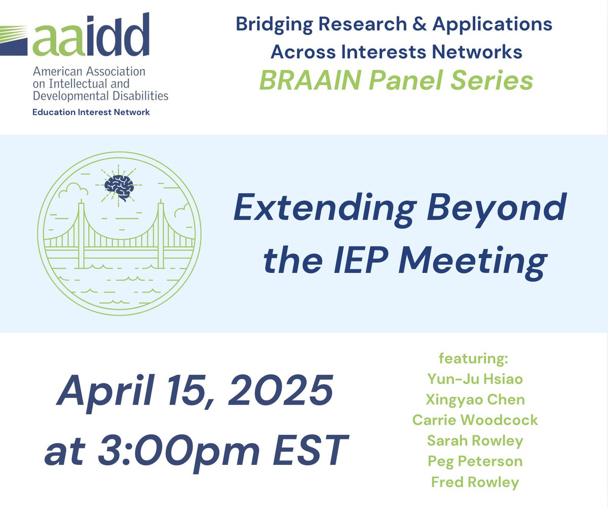 Join us Tues. 4/15 at 3pm ET for the next panel in our BRAAIN series, where our focus will be extending beyond the IEP meeting. We're excited to be joined by a range of experts on this topic - and hope you can make it too.  If you aren't registered yet, send us a message!