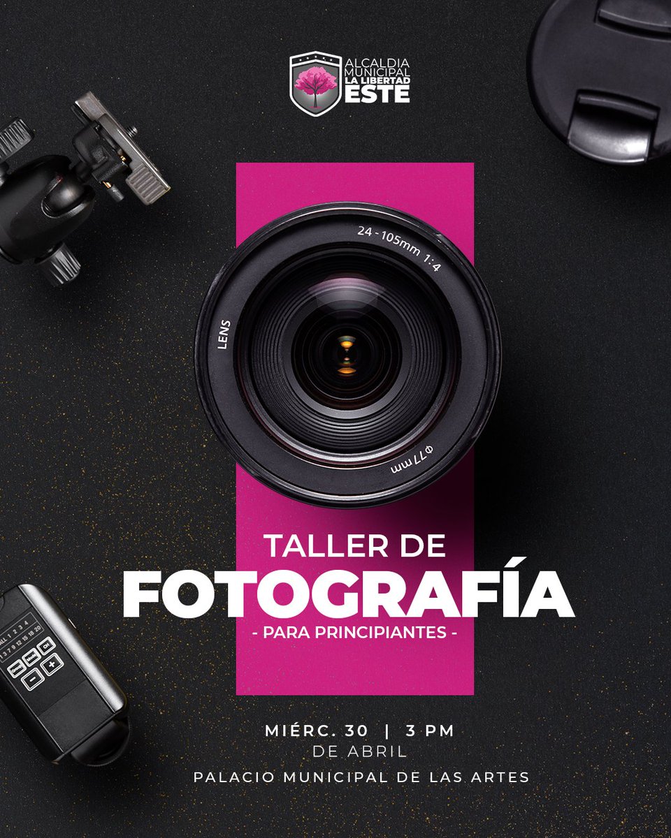 📸✨ ¡Descubre tu creatividad! 

Participa en el Taller de Fotografía en nuestro Palacio Municipal de las Artes y deja que tu talento brille.

¡No te lo pierdas! 

📌Inicio: 30 de abril
📌Cupo limitado
ℹ️ 2524-1200

#TallerDeFotografía #ExploraTuTalento #ArteEnAcción