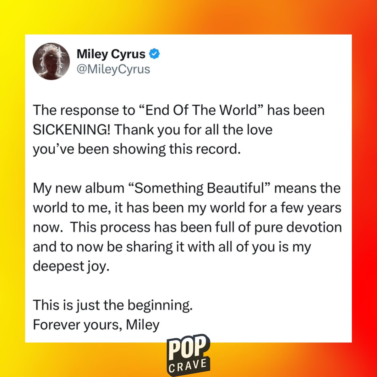 Miley Cyrus has stopped talking in the third person.