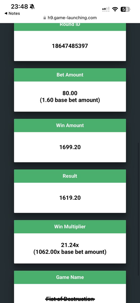 EPatatos's tweet photo. @Fast_Slots i won 1700$ on fist of destruction with a 80$ feature spin!! Massive https://t.co/RuIOZVFht5