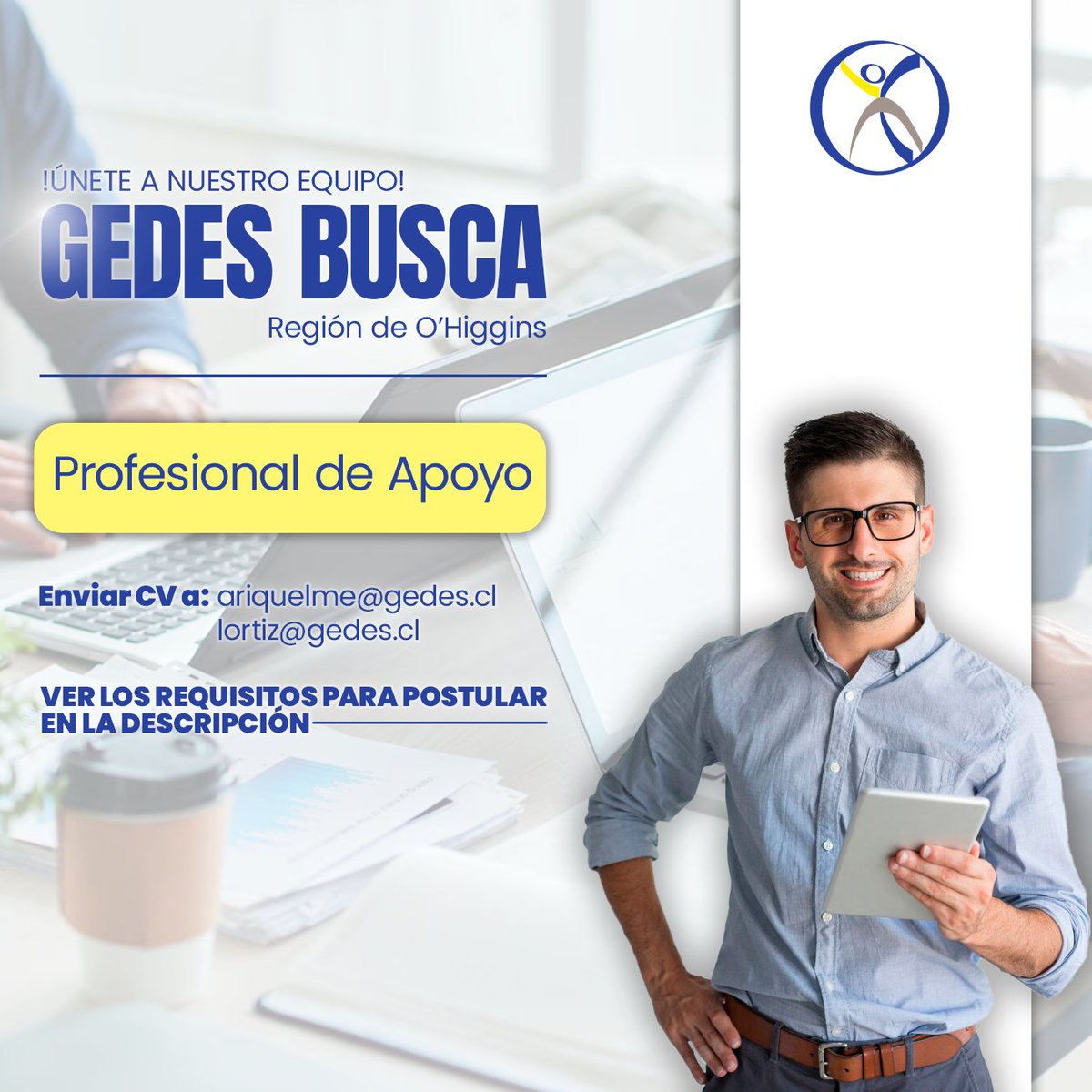 📣 ¡Atención O’Higgins! En Gedes abrimos convocatoria para sumar un/a Profesional de Apoyo al Programa IFI Atracción de Inversiones 🚀
Si te motiva el desarrollo regional, esta es tu oportunidad 💼
Más info aquí 👉 gedes.cl/2025/04/08/lla…