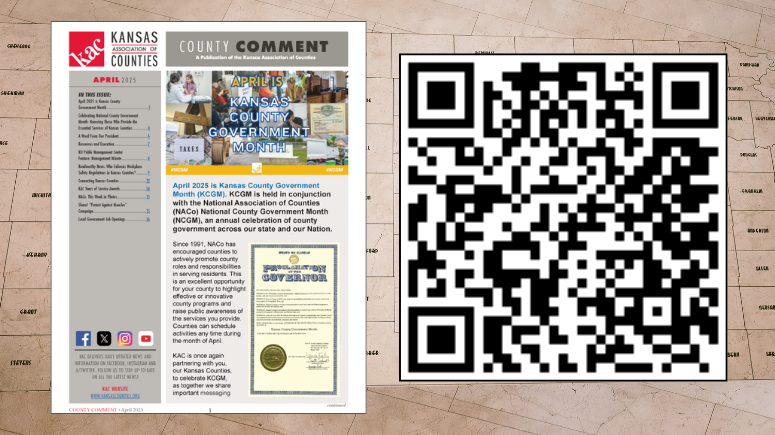 April 2025 County Comment Now Online! 📰Feature Articles: Celebrating National County Government Month-Honoring Those Who Provide the Essential Services of KS Counties; Resources &amp; Execution. Read the entire April CC issue here: online.flipbuilder.com/kqualls/iqmo/
#KansasCounties #KCGM #NCGM
