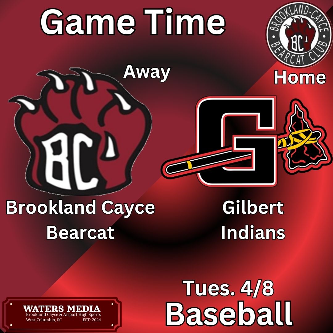 Gametime - Region 4 4a Baseball
<a href="/GilbertBaseball/">Gilbert Baseball</a>  vs <a href="/BaseballBearcat/">Brookland-Cayce Baseball</a>
<a href="/BCBearcatSports/">Brookland-Cayce Athletics</a> <a href="/LouatTheState/">Lou Bezjak</a> <a href="/junebugnewyork/">Thomas Grant Jr.</a> <a href="/SCPrepSports/">Palmetto State Sports Network</a> <a href="/StarSportsFeed/">Columbia Star Sports</a> <a href="/SCSportsGroup_/">South Carolina High School Sports Group</a>