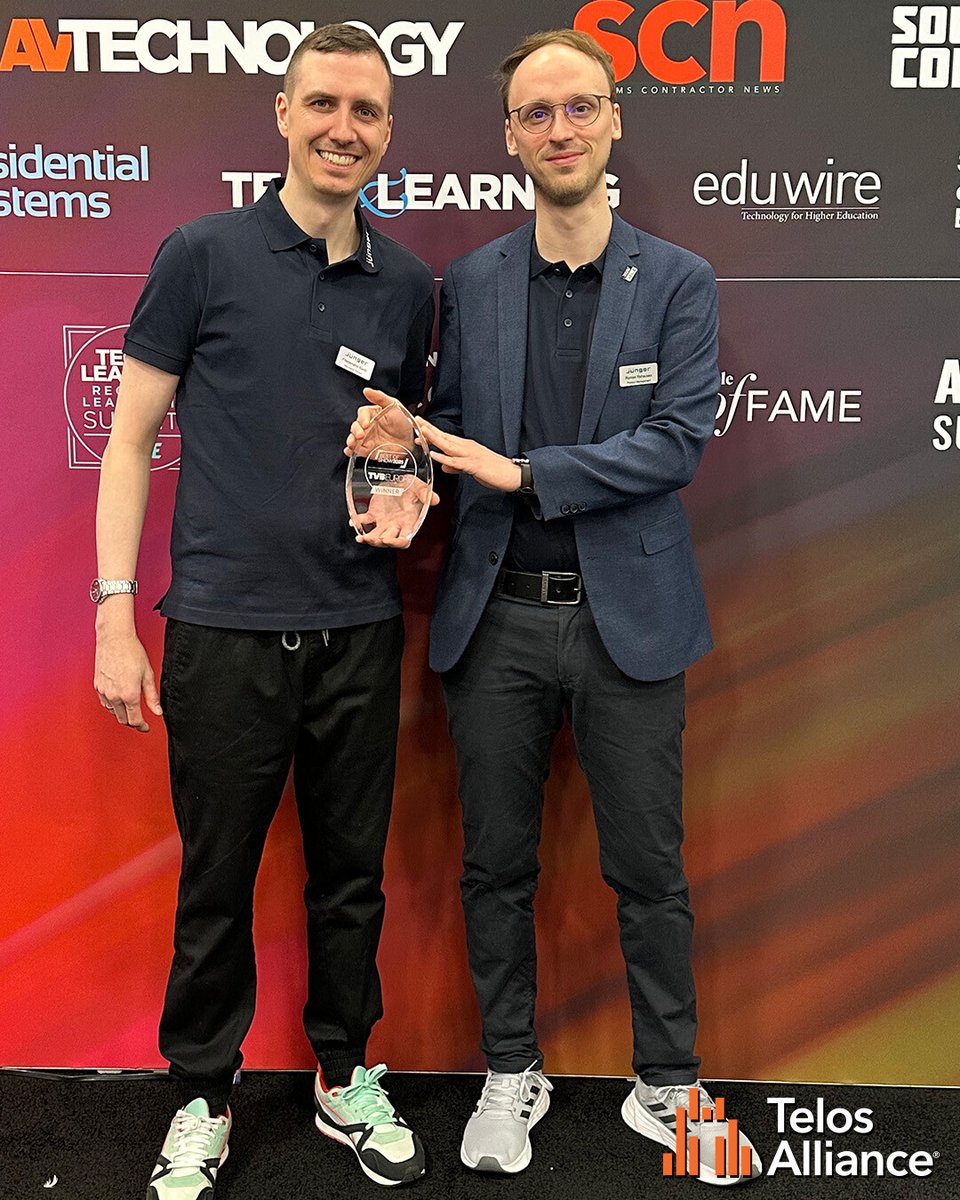 TelosAlliance's tweet photo. 𝘼𝙣𝙤𝙩𝙝𝙚𝙧 𝙬𝙞𝙣! Friedemann Kootz & Roman Rehausen of @JungerAudio receive a Best of Show Award from @TVBEurope at #NAB for innovations in the latest update to the #flexAI audio processing platform. Find out what's new - and what's on the horizon: https://t.co/6buPdZhupU https://t.co/mNvVUJUtO6