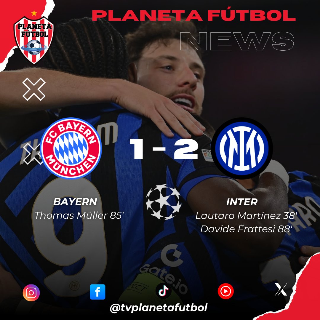 tvplanetafutbol's tweet photo. ¡Duelo de titanes en Alemania!
Bayern e Inter dejaron todo en la cancha, pero solo uno debió ganar 🔥
Suscríbete a nuestro canal de YouTube y disfruta del mejor contenido de fútbol que tenemos para ti 📷 https://t.co/Ot0s0oywMb https://t.co/C3a8zgLOFE