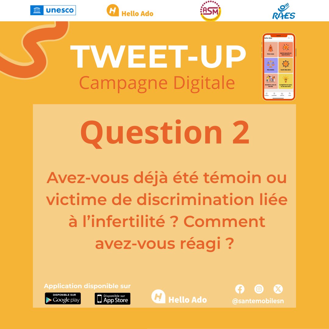 santemobilesn's tweet image. X2 Avez-vous déjà été témoin ou victime de discrimination liée à l’infertilité ? Comment avez-vous réagi ?
#stigmatisation #victime #femmes