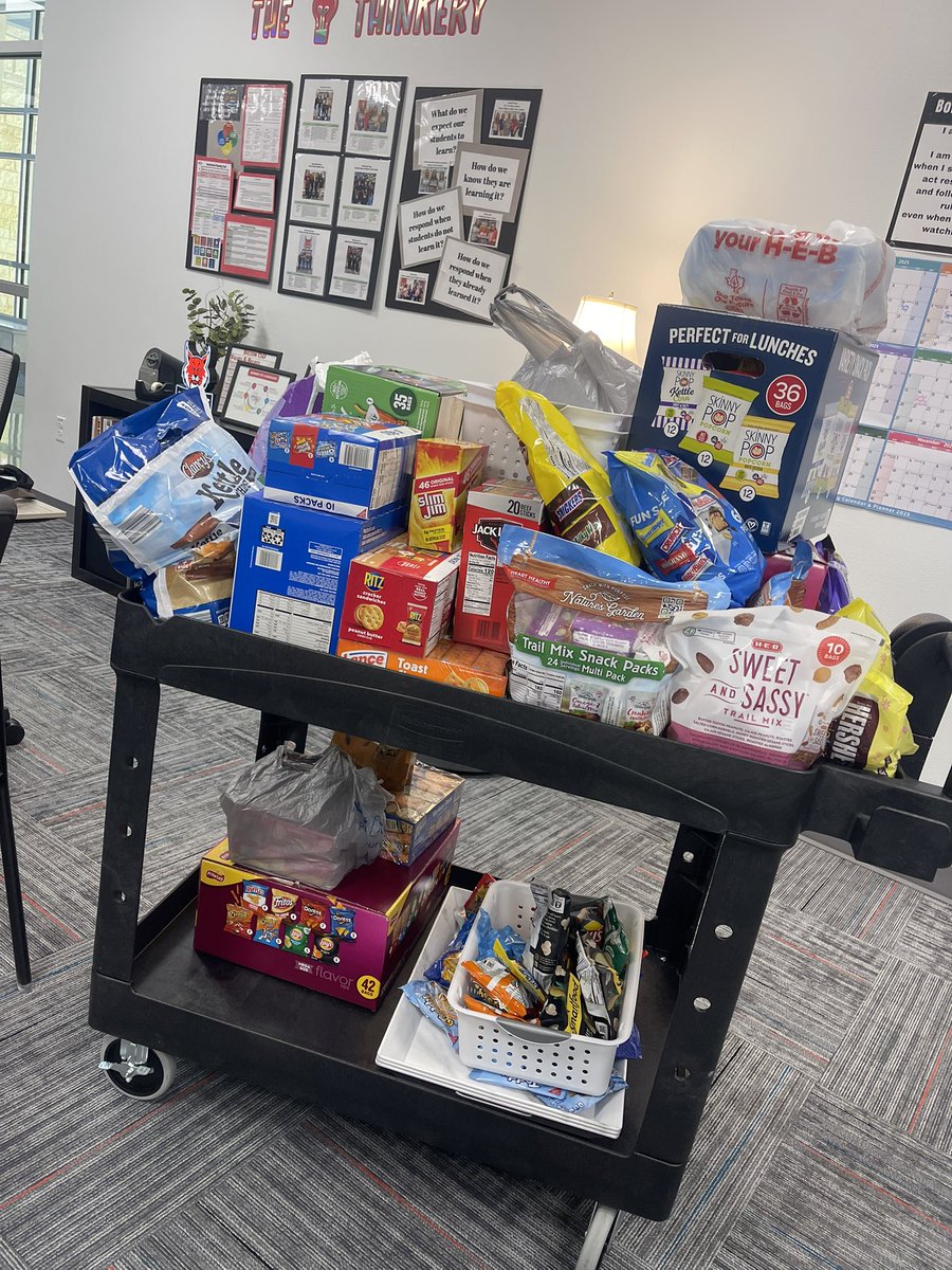 JLBurrellES's tweet photo. We asked our families to donate snacks for teachers during STAAR testing season. They showed up BIG TIME! Our @BeltonISD community is amazing with their support. #Bobcatpride #communitymatters https://t.co/deQgNv70aH
