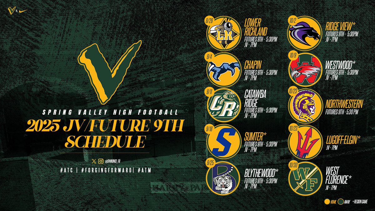 The 2025 Spring Valley Schedule Release (Varsity/JV/Futures) #ATC #FORGINGFORWARD #ATM 🟢🟡