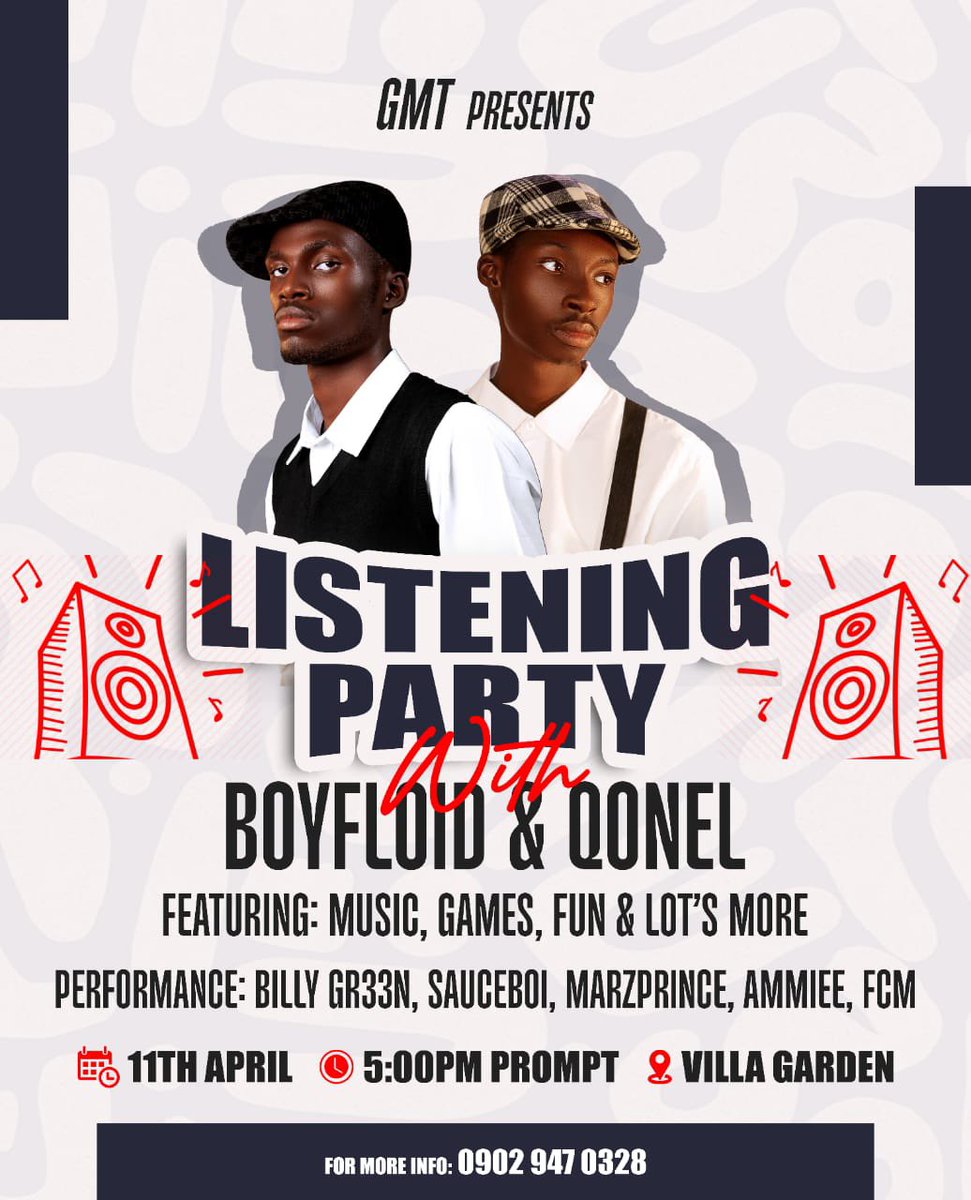 OrgGmt's tweet photo. It's going down! 🎉 Join us for the official Listening Party with the one and only BOYFLOID &amp; QONEL Get ready for amazing music, games, and pure vibes. You don't want to miss this! Share the good news 🔥🔥@Real_billygr33n @GSykik @thisGMT @listentoammiee @fcm https://t.co/CIVYyQ7iFn
