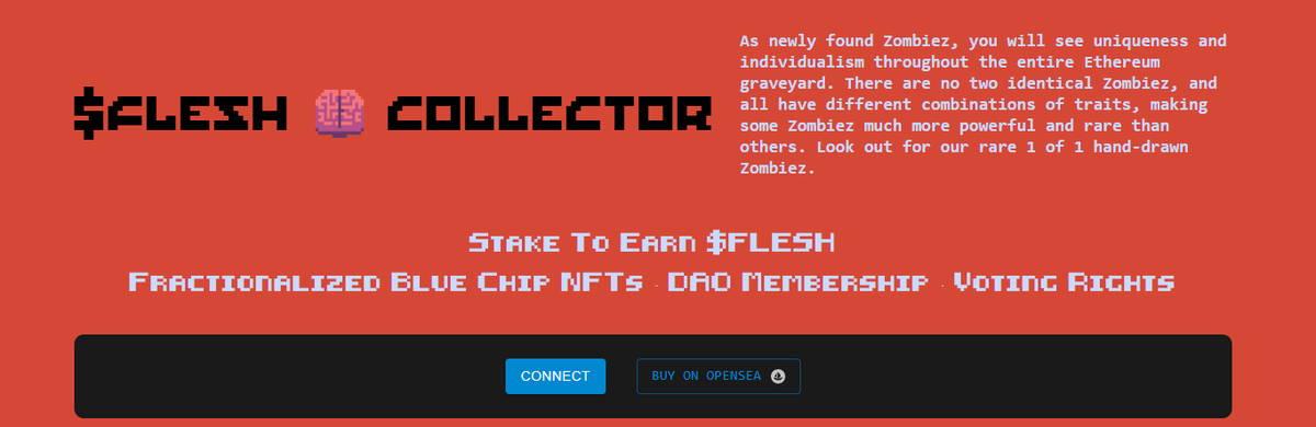 Owning a $FLESH token gives you one vote per Zombie in the exclusive Zombiez DAO, where the community decides all actions.