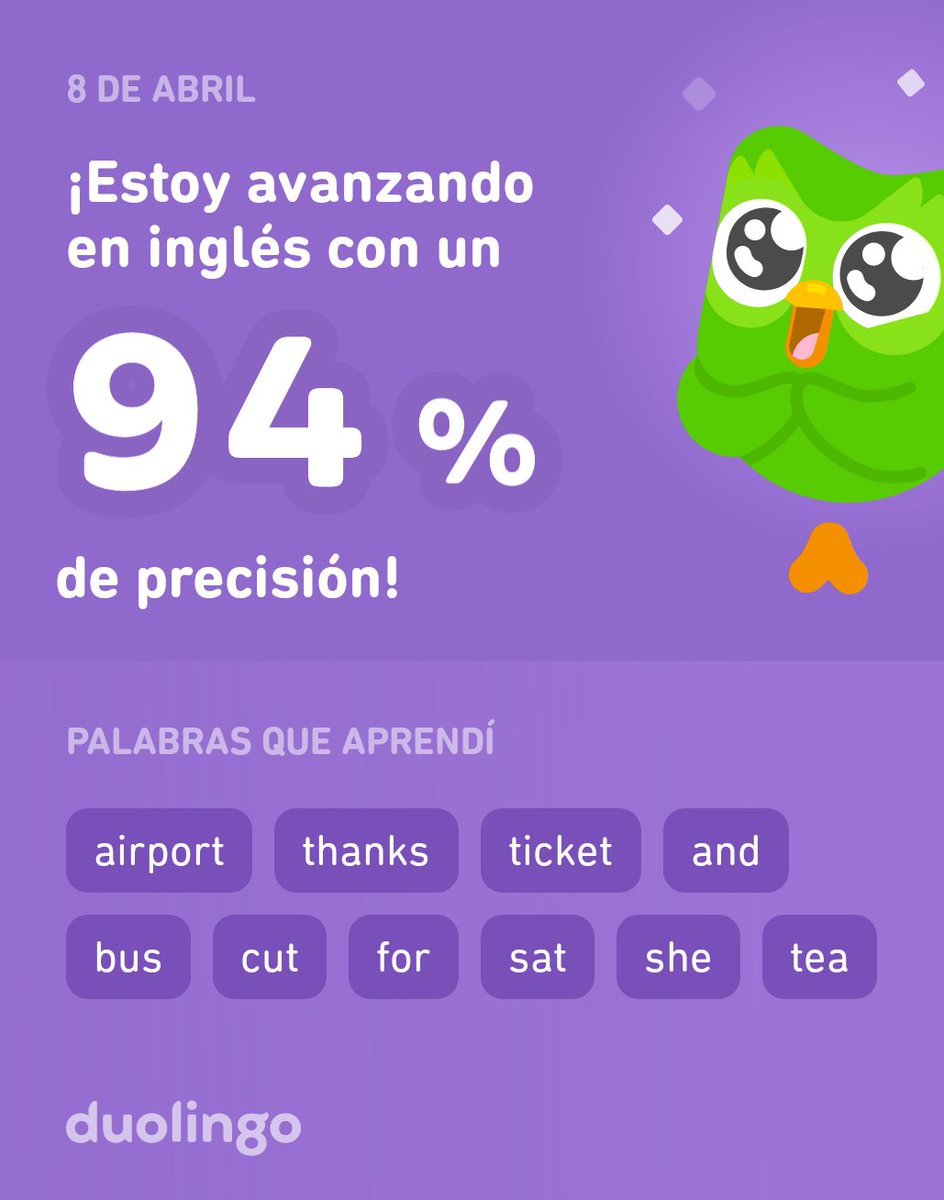 AndresGb87's tweet photo. ¡Estoy aprendiendo inglés en Duolingo! Es gratis, divertido y efectivo. https://t.co/tHRNiECLto