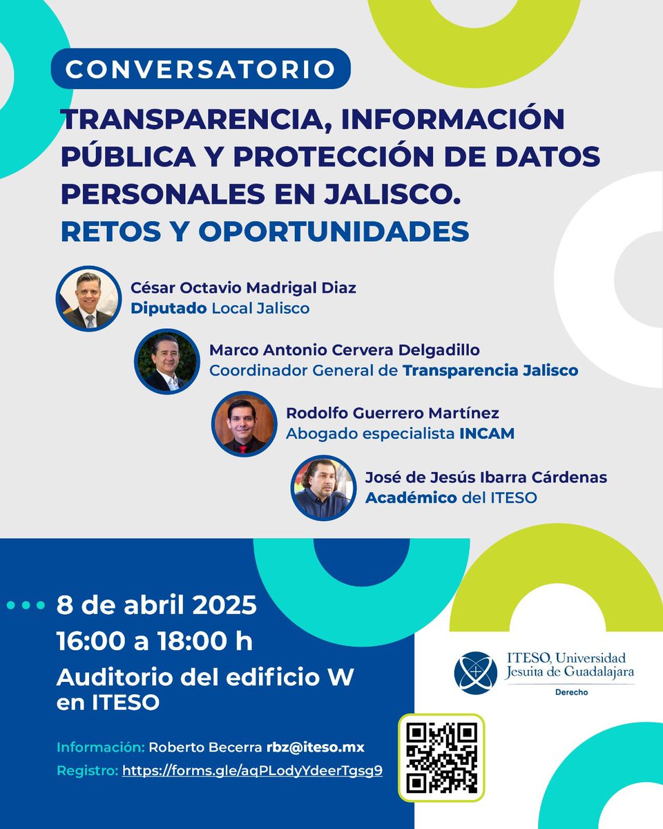 #AHORAENVIVO ¡No te lo pierdas!                             

Conversatorio: "Transparencia, información pública y protección de datos personales en Jalisco. Retos y oportunidades".

🔴 Únete aquí: [youtube.com/watch?v=zEwfpS…]