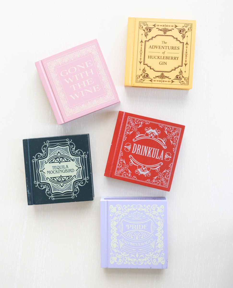 OUABookClub's tweet image. One of the most unique items included in our Spring 2025 Boutique Collection is a stunning, exclusively designed set of book coasters! This set of five wooden coasters features drink puns from classic novels and will be available for $35 on Friday, April 11th at 10am PT! #OUABC