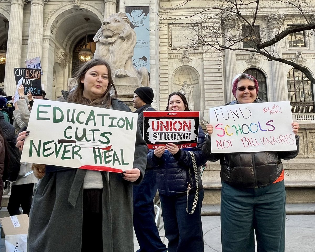 CentralLaborNYC's tweet photo. Education cuts don’t heal! #KillTheCuts! https://t.co/0X2AnytMH5