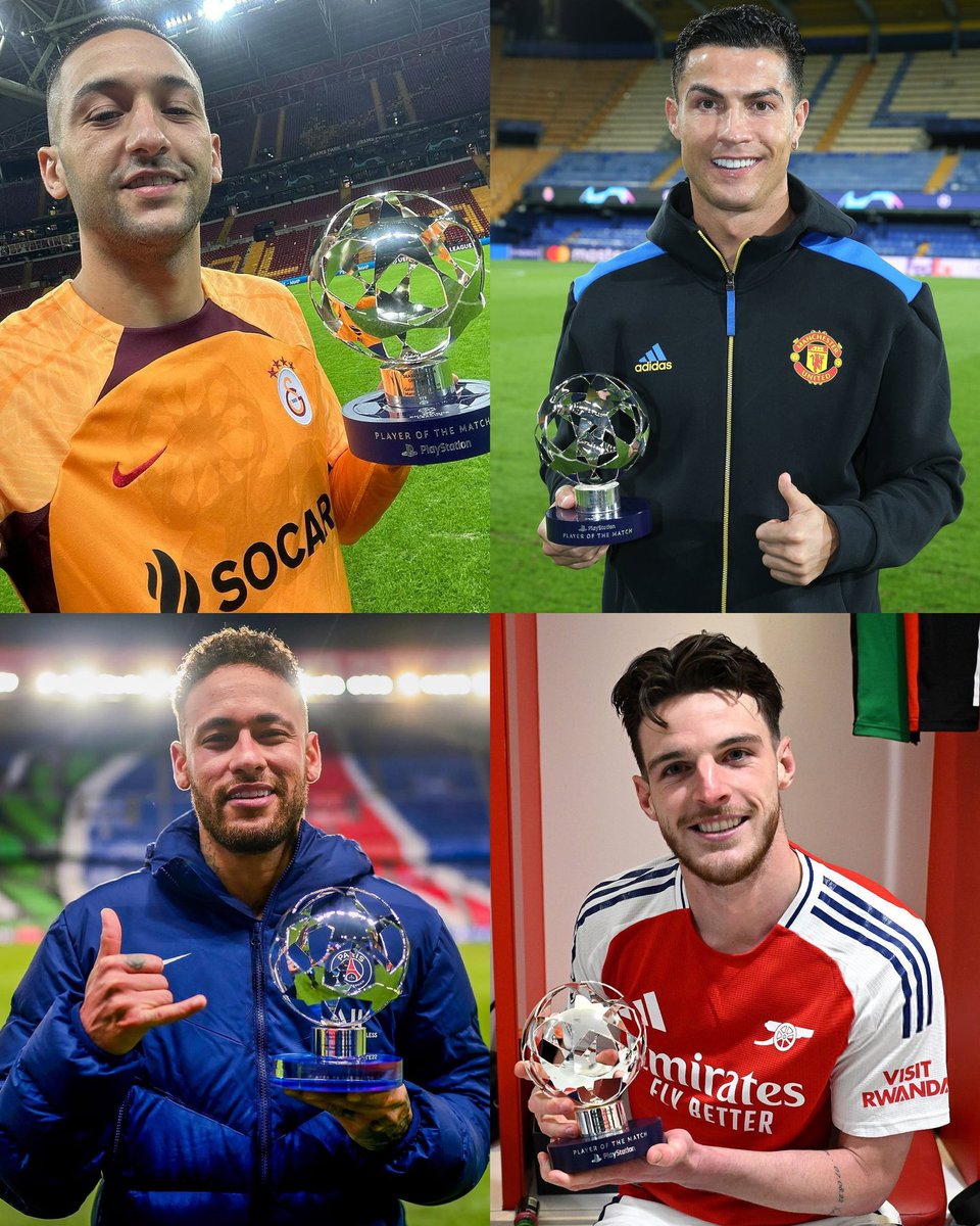 MountakhabFoot's tweet photo. Les quatre joueurs à avoir inscrit 𝗗𝗘𝗨𝗫 𝗖𝗢𝗨𝗣-𝗙𝗥𝗔𝗡𝗖𝗦 𝗗𝗜𝗥𝗘𝗖𝗧𝗦 lors d’un même match de Champions League.

🇵🇹 Cristiano Ronaldo
🇧🇷 Neymar Jr
🇲🇦 Hakim Ziyech 
🏴󠁧󠁢󠁥󠁮󠁧󠁿 Declan Rice https://t.co/dGjs9QKhBz