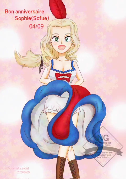 去年描いたフレンチカンカン祖父江さんです#祖父江生誕祭2025 #ガルパン 