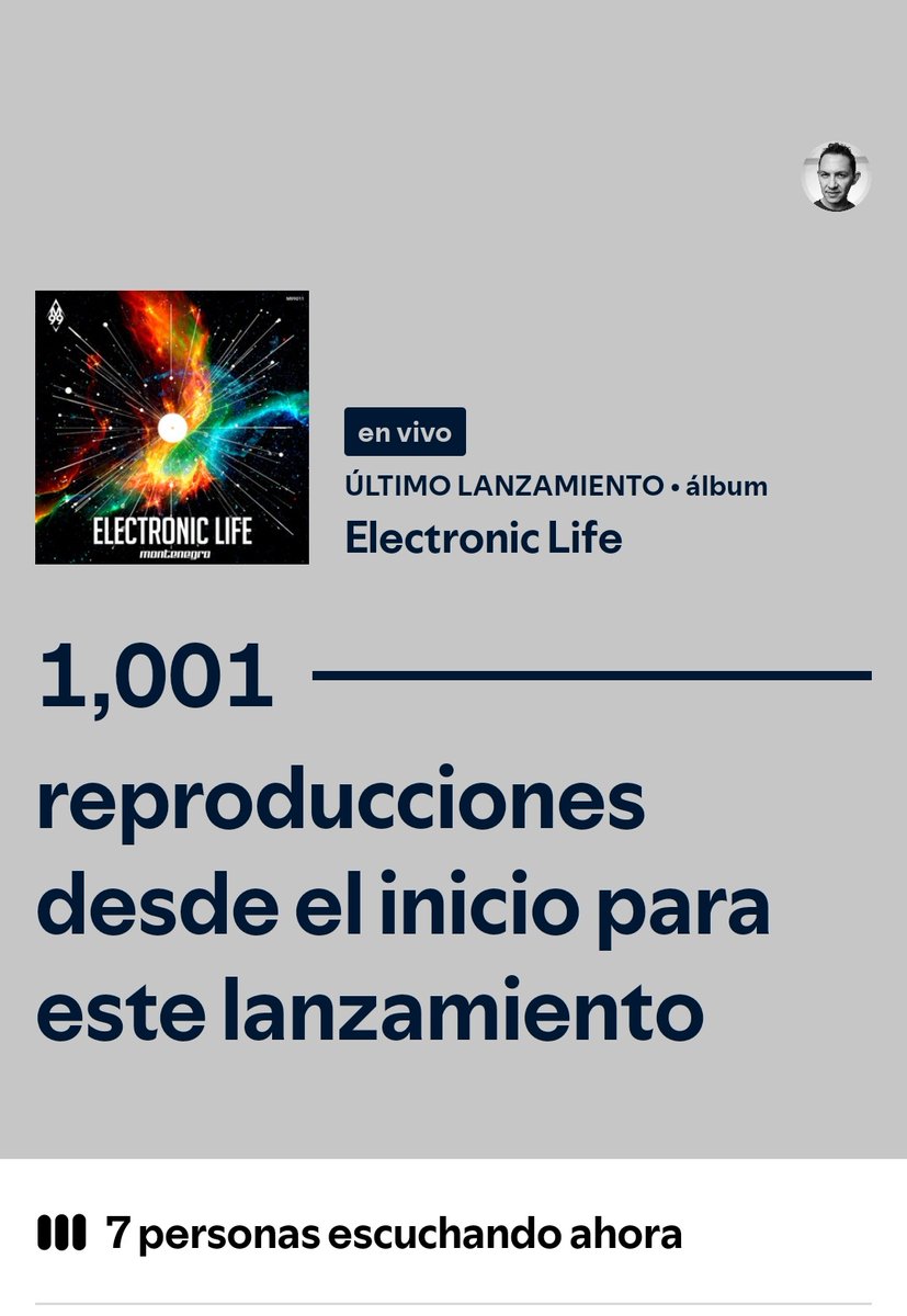 Gracias 🙏🏻 llegamos a 1000 reproducciones Electronic Life 🫡➕️💚