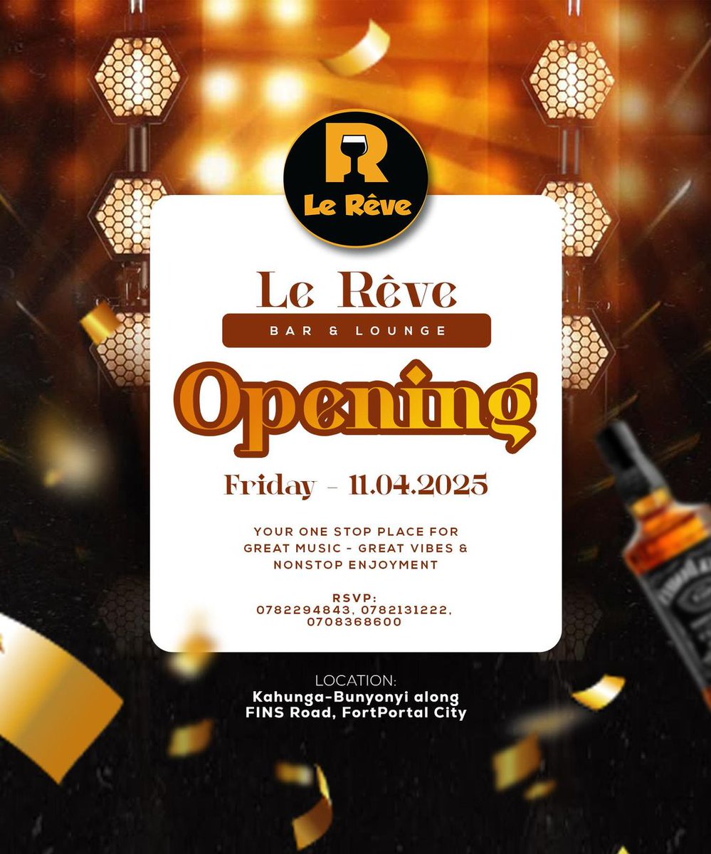 Exclusivedjsug's tweet photo. NOTIFICATION ALERT ⚠️ 

The illest party place in Fort Portal City is opening this Friday, 11th April 

(((( LE'REVE BAR AND LOUNGE ))))
#nightlife
#Bar #music
#Food 
Tell a friend to tell a friend https://t.co/u1mo2mGp7n