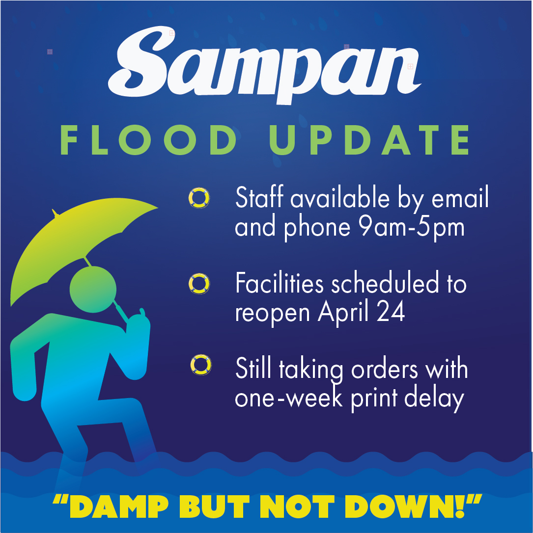 SampanPrint's tweet photo. Thanks to our amazing staff, nearly 100 volunteers, and love from other local businesses, we were able to evacuate our Utica print facilities and set up a temporary shop until the flood waters go down. You can still reach us at 812-282-8499 and https://t.co/wEfTfuqD1r. https://t.co/jNCtezgCvs