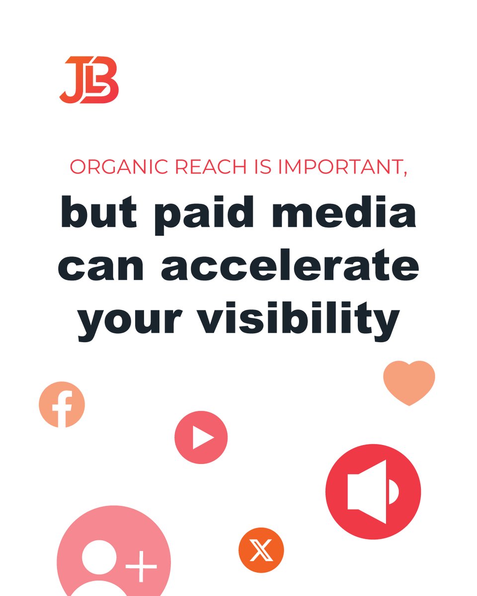 JLBllc's tweet photo. Organic reach is important, but paid media can accelerate your visibility and drive immediate results. Make the most of both to create a balanced strategy. https://t.co/XIplJqoZMa