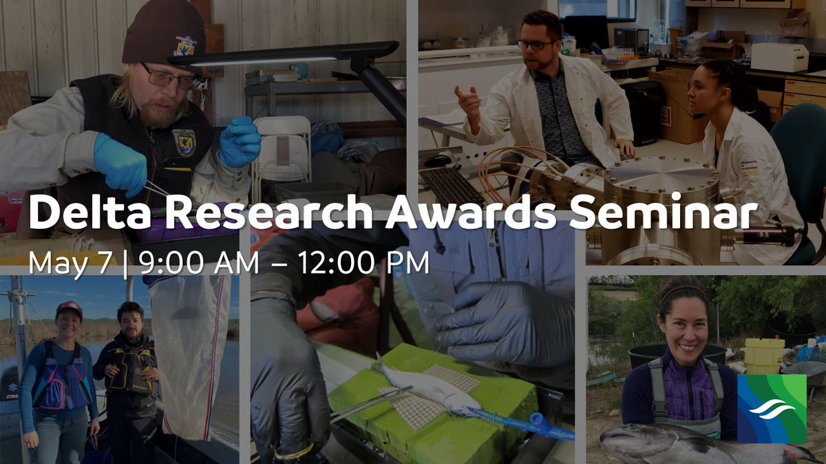 Save the date! Our Delta Research Awards Seminar Series wraps up on May 7. 📅

Hear from Rebecca Buchanan, Russell Perry, and Rene Henery about #salmonids and how different tools inform species management and recovery!
 
More info + seminar recordings ➡ rebrand.ly/07352f.