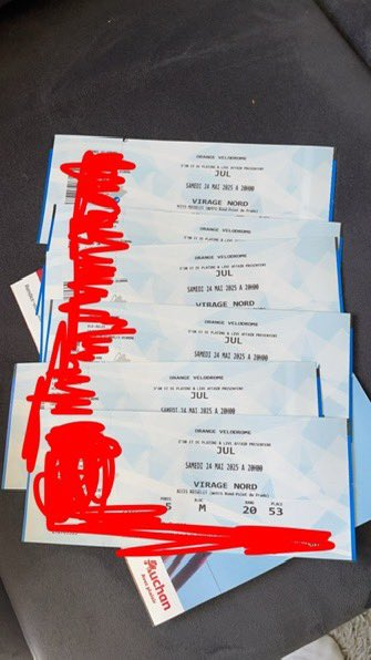 Mathyss188's tweet photo. 🔥 CONCERT JUL – PLACES À VENDRE 🔥
📅 23/05/25 (Vélodrome) &amp; 26/04/25 (Stade de France)

🎟️ Toutes catégories disponibles
💰 DM pour infos &amp; prix

#JUL #ConcertJul #BilletJul #Revente #Paris #Marseille #PlaceConcert https://t.co/QLn6YBlMWv