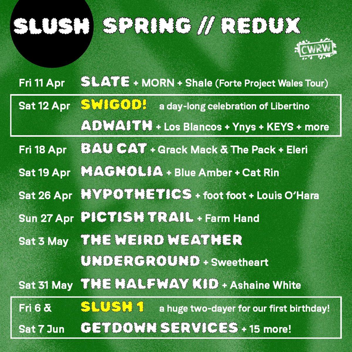 SPRING // REDUX

Tickets: seetickets.com/promoter/slush…

//