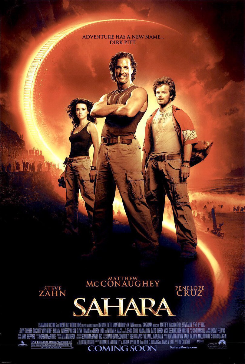 FilmNewsNos's tweet photo. 🎬MOVIE HISTORY: 20 years ago today, April 8, 2005, the movie ‘Sahara’ opened in theaters!

#MatthewMcConaughey #SteveZahn #PenelopeCruz #LambertWilson #LennieJames @WilliamHMacy #RainnWilson @authenticdelroy #PatrickMalahide #GlynnTurman #RobertCavanah #BreckEisner https://t.co/Uc3o73KJRG