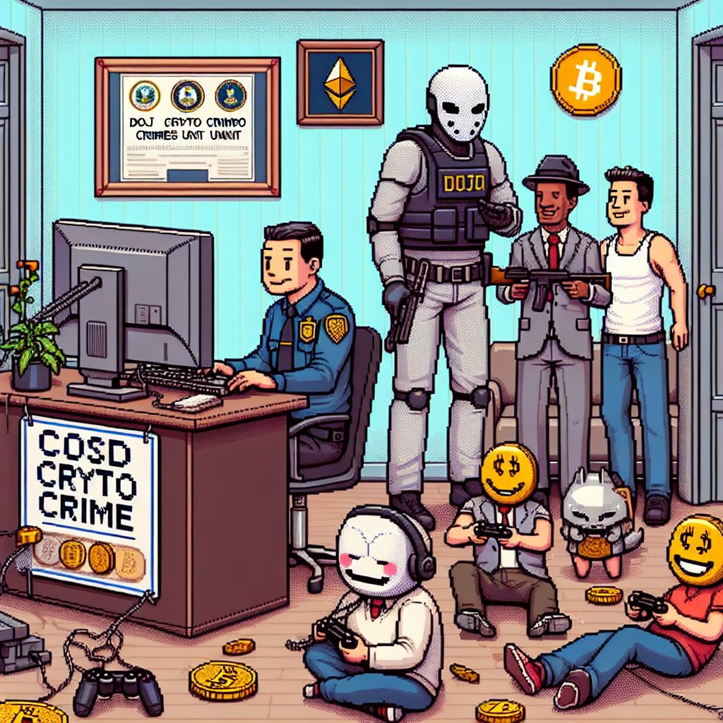 kspro_tech's tweet photo. 👮‍♂️💥 اوه نه! واحد مبارزه با جرم‌های کریپتویی DOJ تعطیل شد! انگار پلیس های کریپتو قرار است به تعطیلات بروند! 😜💼💣 شاید حالا وقتش باشه که خلافکارهای کریپتویی پشت دسته پلی‌استیشن بزنن و با بازی GTA سرگرم بشن! 😆🎮 #کریپتو #DOJ #برو_بازی 🏴‍☠️🔍🚀 https://t.co/vEGqsWsAJe