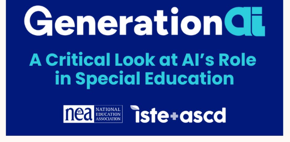 Excited to be part of tonight's <a href="/ISTEofficial/">ISTE</a> <a href="/ASCD/">ASCD</a> online panel as we take A Critical Look at AI's Role in Special Education! Use the link to register-iste.org/generationai/e…
