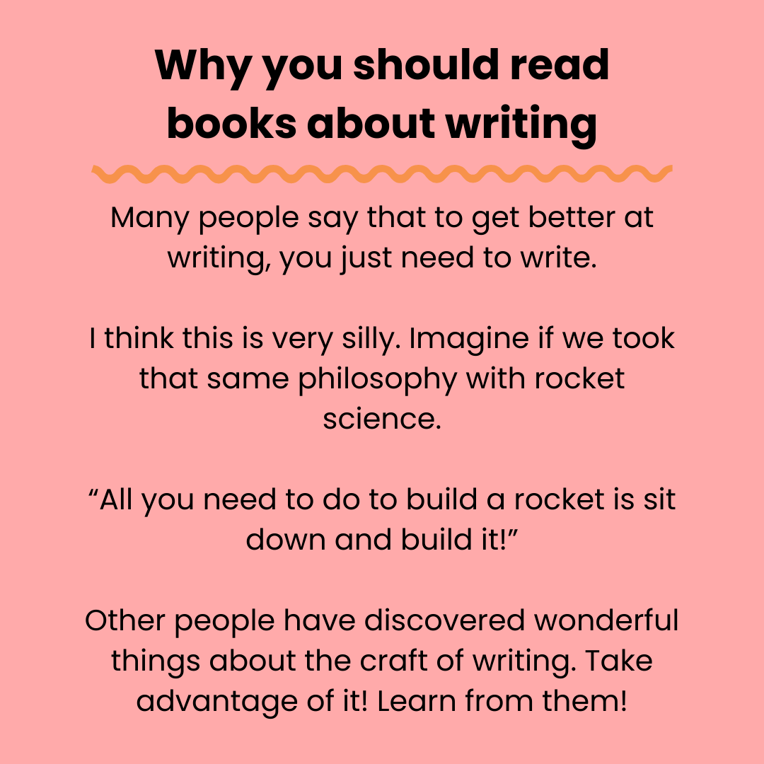 MakegoodNetwork's tweet image. Yes, you need to write A LOT to get better as a writer. But that's not the only thing you should do.
If you want to improve as a writer, you have to read. If you can read some books about the craft of writing, even better! My favorites for you to consider: makegoodcreativetips.com/blog/5-books-t…
