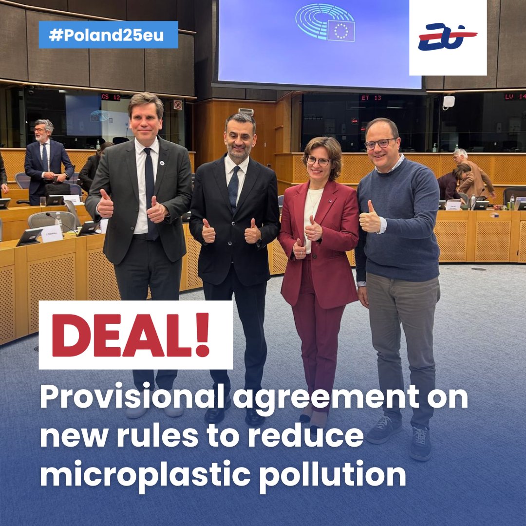 PLintheEU's tweet photo. It is a deal!

@EUCouncil &amp; @Europarl_EN provisionally agree on new rules to reduce microplastic pollution, by preventing plastic pellet losses.

The agreement strikes a balance between environmental protection and simplification goals  for smaller companies. https://t.co/FNIyQJQP6O
