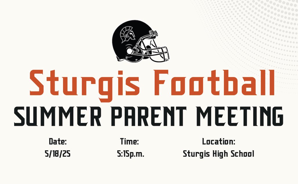 PARENTS: Please mark your calendar for our Summer Parent Meeting coming up on May 18th. This meeting is for BOTH MS and HS athletes looking to play football this fall. 

Meeting will begin @ 5:15pm at the HIGH SCHOOL