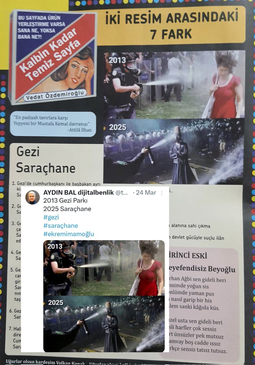 2 sembol fotoğrafı tek karede birleştirip, geçmiş ve günümüz arasında sorgulayıcı bir bağlantı yapmıştım. Ne güzel, Vedat Özdemiroğlu kendi sayfasında, LeMan Dergisinde kullanmış. 
<a href="/lemandergisi/">LeMan</a> 
<a href="/vedatozdemiro/">Vedat Özdemiroğlu (VÖ)</a> 
#lemanmizahdergisi 
#geziparkı 
#saraçhane