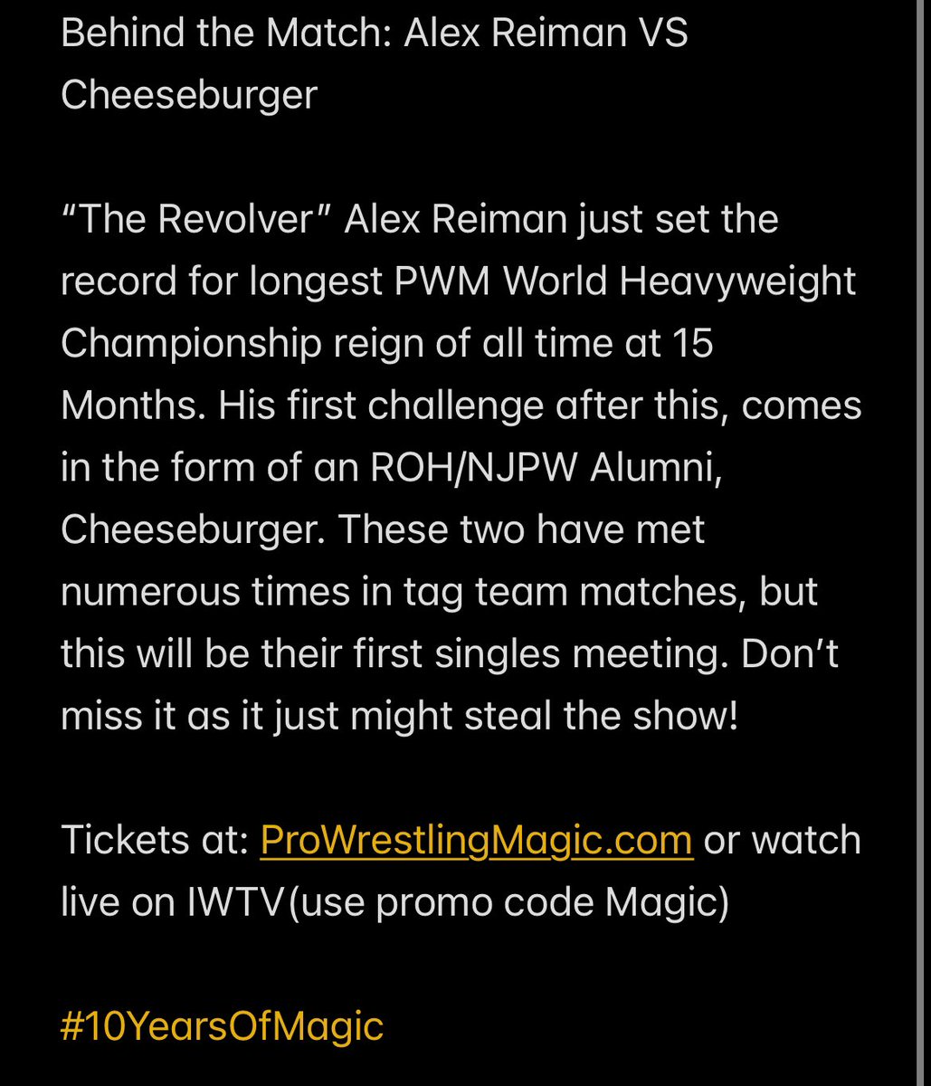 WrestlingMagic's tweet photo. Behind the Match: @Revolver_Reiman VS @CheeseburgerROH This Saturday! 

ProWrestlingMagic @indiewrestling 

#10YearsOfMagic https://t.co/DYygLrIBd7